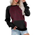 thumbnail image 2 of Wyzesi Chandails en Molleton d'Automne pour Femmes, Mode Décontractée Rayée, Couleur Unie, avec Poche, Col Rond, Manches Longues, Sweat à Capuche, Chandails en Molleton Roses pour Femmes TG, 2 of 5