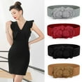 thumbnail image 4 of INSPIRE CHIC Women's Chiffon Press Stud Button Textured Band Waist Belt Brown one size, 4 of 4