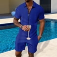 thumbnail image 7 of HAOYUNL Mens 2Pcs Short Sleeve Set Zip Cardigan and Shorts Sets Two Piece Summer Casual Outfits Tracksuit Set for Men M-3XL, 7 of 7