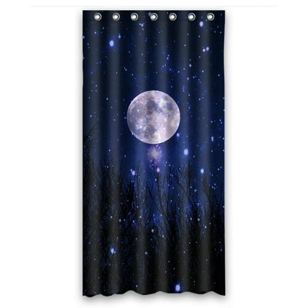 GCKG Étoile de Lune Nuit Étoilée Ciel Bleu Rideau de Douche Imperméable en Polyester et Crochets Taille 36x72 Pouces