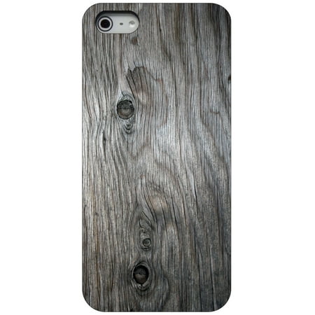 Iphone 5 Wood Grain CUSTOM Black Hard Plastic Snap-On Case for Apple iPhone 5 / 5S / SE - Grey Weathered Wood Grain ()