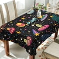 thumbnail image 4 of GZHJMY Alien Rockets Tablecloth, Rectangle Waterproof Washable Polyester Table Cover for Picnic Dinner Holiday Party Decor, 54 x 54 Inch, 4 of 7