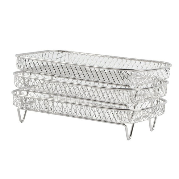 3 Pcs/Set Air Fryer Rack Compatible for Ninja DZ201 Foodi Three Stackable Dehydrator Racks Stainless Steel Air Fryer Stand Air Fryer Accessories