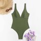 thumbnail image 4 of Traje de Baño con Correa de Bikini de Color Sólido Sexy para Mujeres, Traje de Baño Retro de Nylon con Almohadilla de Pecho para Piscina, Playa Y Verano, 4 of 8