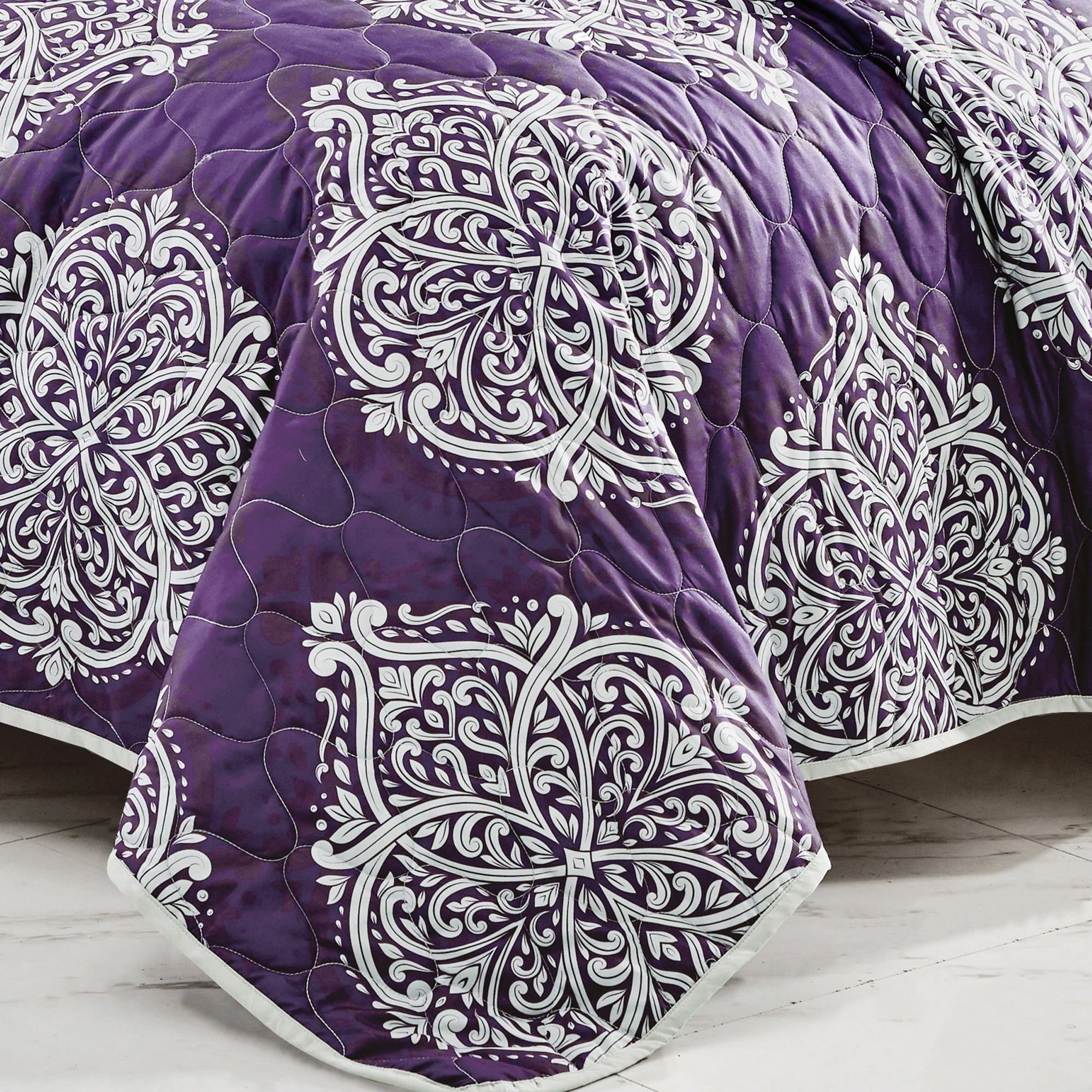Evjk 3-Piece Oversized Quilting Set - Reversible, Breathable, Soft Brushed Microfiber Bedspread with Printed Pattern,Queen