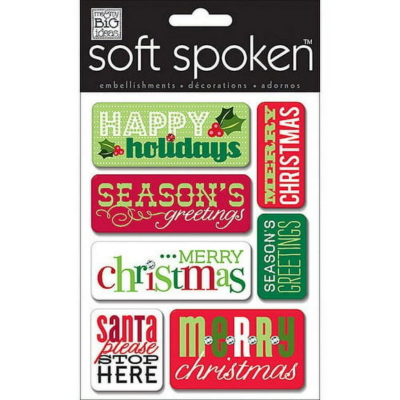Me & My Big Ideas SS-1468 Soft Spoken Themed Embellishments-Happy Holiday Large Pebbles
