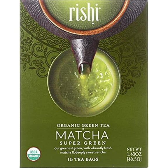 Rishi Tea Organic Super Green Tea Matcha - 15 Tea Bags
