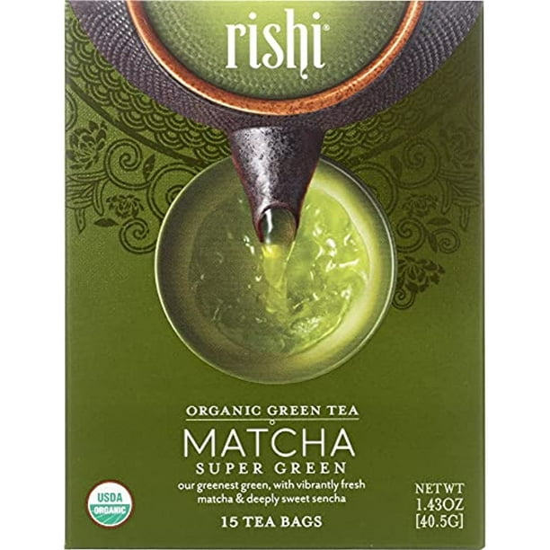 Rishi Tea Organic Super Green Tea Matcha 15 Tea Bags