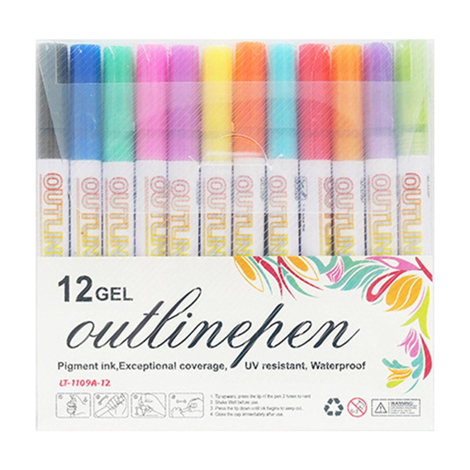 Double Line Outline Marker Set 12 Colors Metallic Glitter Pens for Drawing Greeting Card DIY Crafts Birthday Art Supplies 1PC
