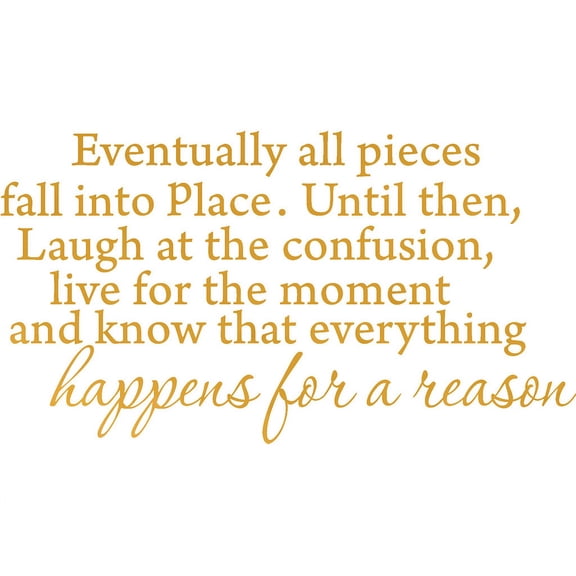 GOLD(CHROME MIRROR) 32" x 22" Eventually All Pieces Fall into Place Inspirational Quotes and Saying Vinyl Wall Art Home Decor Decal Sticker