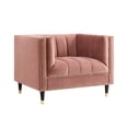 thumbnail image 4 of Liv Blush/Gold Velvet Club Chair - Line Stitch Tufted, Gold Nailhead Trim and Tapered Gold Legs Tip, Square Arm, 4 of 10