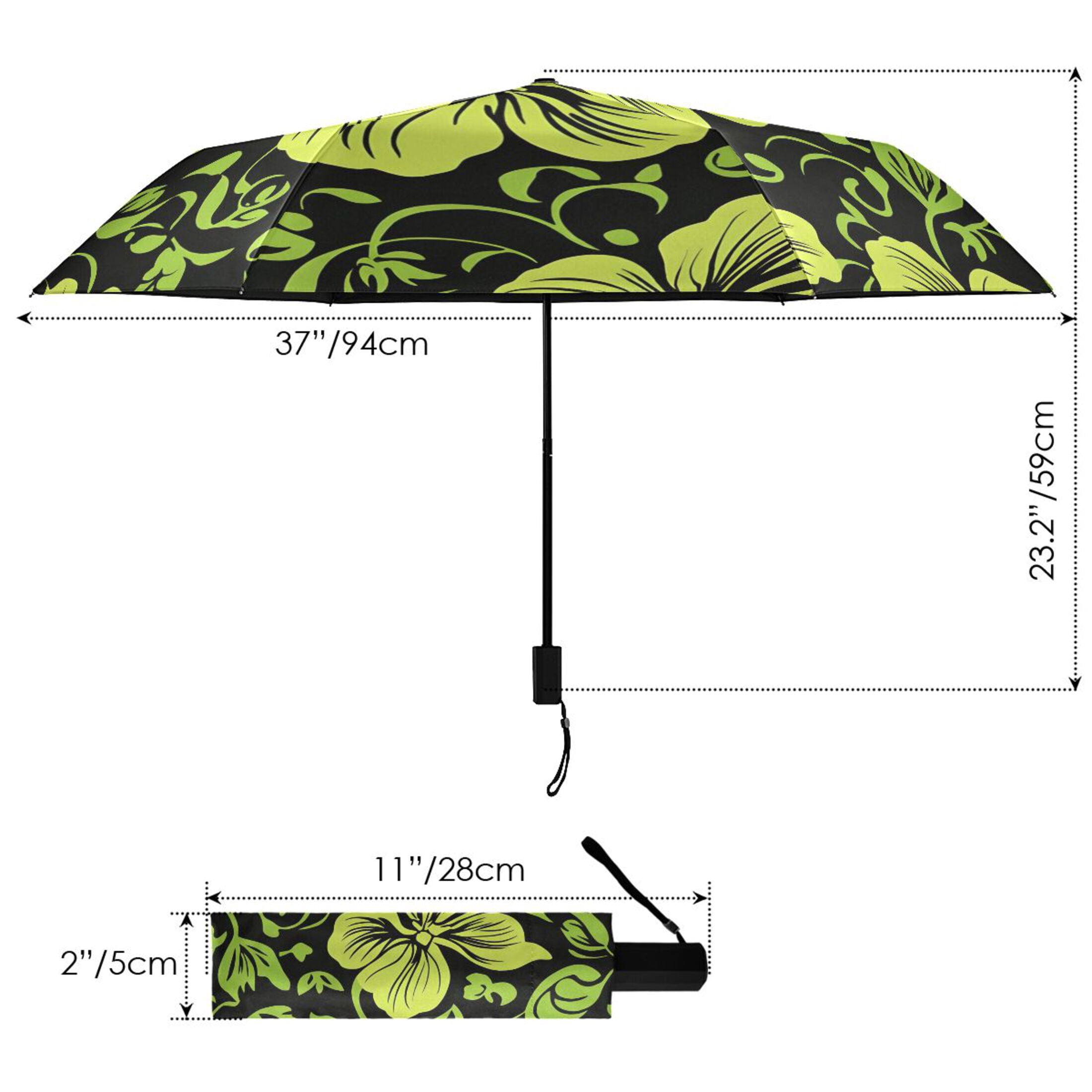 ALAZA Elegant Tropical Floral-h7 UPF 50+ Compact Folding Umbrella for Rain Travel Umbrella Packable