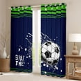 thumbnail image 3 of Feelyou Cartoon Football Soccer Black Out Curtains, Navy Green Stars Lines Curtains Pack of 2 (42x63 Each), Teens Kids Boys Girls Bedroom Curtains, Blackout Curtains Room Decor, 3 of 7