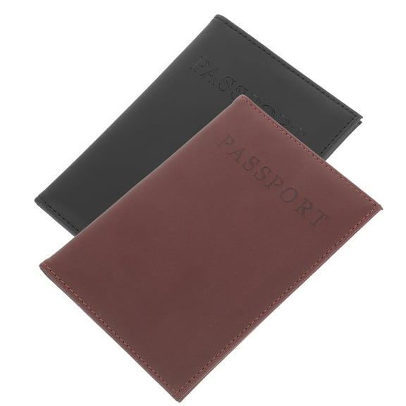 2 Pcs Travel Wallet Gate Pass Protector Cards Protective Pouch ID Folder Outdoor Pu Leather