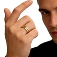 thumbnail image 5 of Flydeer Men Wedding Band Titanium Steel Yellow Men Rings Engagement Rings for Men Size 11, 5 of 6