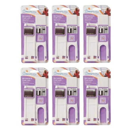 Dreambaby Microwave and Oven Lock Safety Adhesive, White, 6 Pack