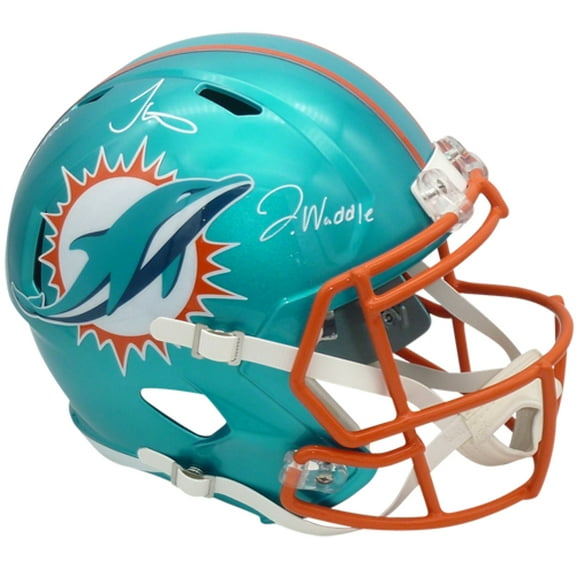 Tyreek Hill And Jaylen Waddle Autographed Miami Dolphins (FLASH Alternate) Deluxe Full-Size Replica Helmet - Fanatics