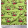 thumbnail image 3 of Soimoi Green polyester Crepe Fabric Deer Animal Print Fabric by the Yard 42 Inch Wide, 3 of 3