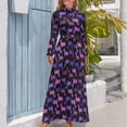 thumbnail image 4 of Dachshund, Lavender, Rose And Fuchsia Women's Long Dress Long Sleeves Dress Vintage Dresses Party Maxi Dress High Waist Dress, 4 of 4
