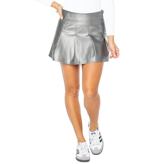 Celebrity Pink Women's Faux Leather Pleated Skort, Sizes XS-XXXL