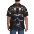 thumbnail image 3 of Rateoe Royal Skull With Golden Crown Pattern Men's Short Sleeve Classic Shirt, Casual Short-Sleeved Shirt, Lightweight Summer Shirt, Cuban Collar Shirt,Button-Front Shirt-Medium, 3 of 5
