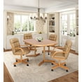 thumbnail image 2 of Furnish Theory  Caster Chair Company Ashtyn 5-Piece 42x[42/60] Caster Dining Set Wood Edge Laminate Table Top & Buff Polyurethane Rolling Swivel Tilt Chairs, 2 of 33