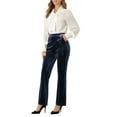 thumbnail image 2 of Allegra K Women's High Waist Velvet Bell Bottom Pants with Pockets, 2 of 6
