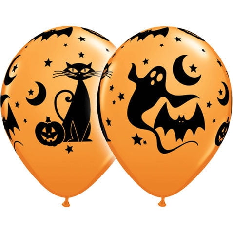 11" Fun & Spooky Icons Around Latex Balloons (50ct)