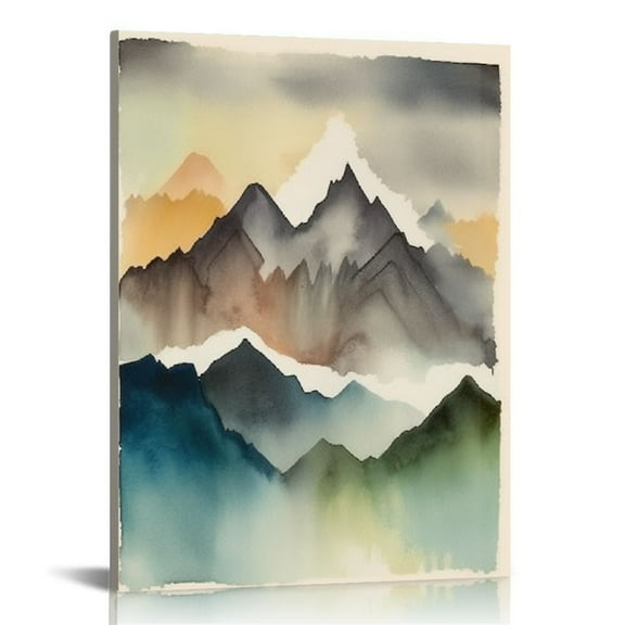 Nawypu Mountain Forest Wall Art Decor Watercolor Landscape Canvas Pictures Natural Abstract Wall Art Painting Tree Forest Poster Prints Modern Artwork for Living Room Bedroom