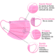 thumbnail image 2 of Cubrebocas Tapabocas Tricapa Rosa adulto 1000 Pzs LINIUM HEALTH rosa adulto, 2 of 7