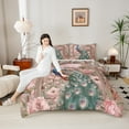 thumbnail image 4 of Castle Fairy Teens Vintage Flowers Animal Peacock 3 Pieces Queen Comforter Set,Chic Floral Pink Peony Ultra Soft Bedding Sets,Retro Exotic Luxury Aesthetic Bedding Comforter Set Breathable, 4 of 8