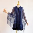 thumbnail image 5 of AHMOMEI Women’s Floral Lace Tassel Shawl Wrap, Sheer Open Front Fringed Cover Up, Lightweight Scarf for Evening Dresses Wedding Bridesmaid Party (Dark Blue), 5 of 6