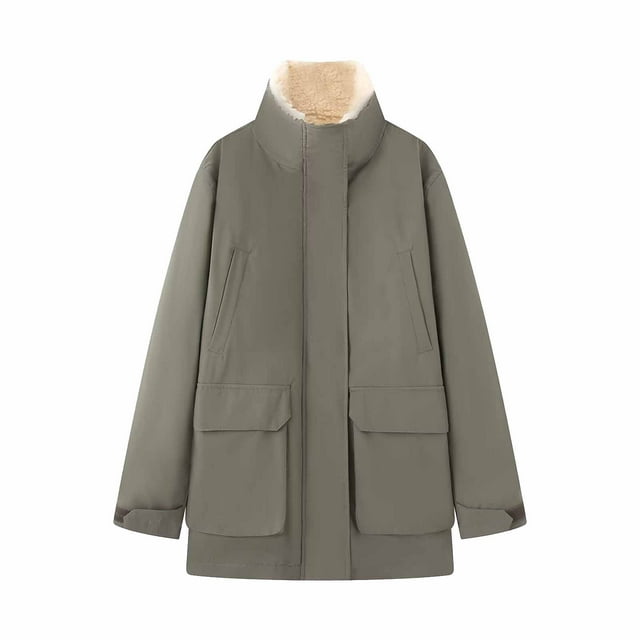 Robe pour Femmes - Taille Standard - Robe en Dentelle pour Femmes - Trench-Coat Réversible à Effet Faux avec Doublure Contrastée - Quotidien
