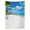 thumbnail image 3 of Ambesonne Beach Tablecloth Rectangular Table Cover, Tropical Island Seashore, 52"x70", Blue White Green, 3 of 4