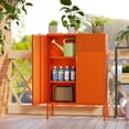 thumbnail image 6 of Orange Metal Cabinet,Metal Locker Storage Cabinet with Doors and Shelves,3-Tier Office Cabinet,Metal Storage Cabinet,Sideboard,Liquor Cabinet for Home Office,Kitchen,Coffee Bar, 6 of 12