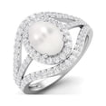 thumbnail image 2 of 2.56 Cts Oval Shape Solitaire Pearl Gemstone Halo Three Layer 925 Sterling Silver Accent Mother's Day Gift Ring For Women, 2 of 3