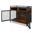 thumbnail image 2 of Small Medium Corner Dog Pet Cage with 2 Lockable Doors, Wood Metal Crate with Storage Shelf, Side End Table Kennel House with Latch, Anti-chew Crate, 2 of 4