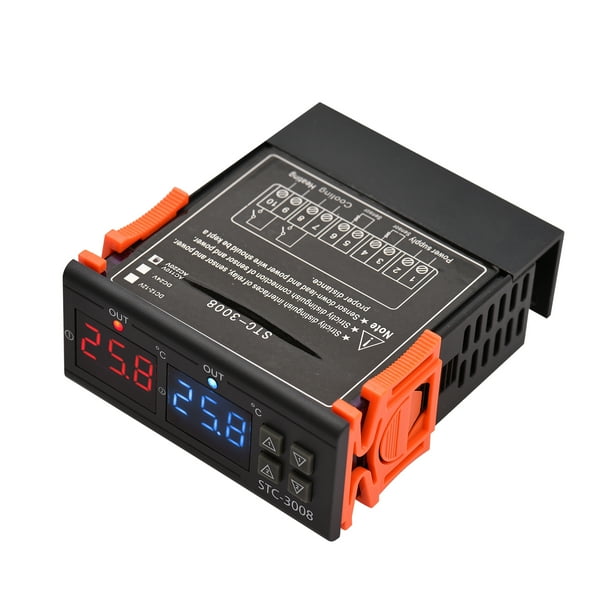 Regulador de temperatura Irfora Controlador de temperatura digital STC-3008 Regulador de temperatura inteligente de dos vías AC 110 ~ 220V Soporte para termostato de refrigerador Calefacción / Enfriam Irfora Regulador de temperatura