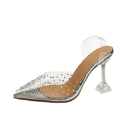 

New Summer Transparent Sandals Women Women Elegant Sky High Heels Bling Crystal Shoes Woman Sexy Ladies Party Club Dress Shoes