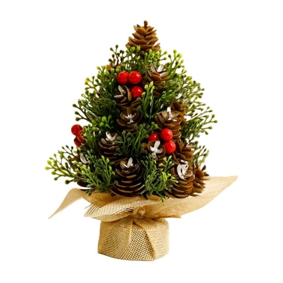 Pre-Decorated Mini Christmas Tree for Tabletop, Artificial Potted Xmas Tree with Ornaments for Office Desk, Home, and Holiday Centerpiece Displays