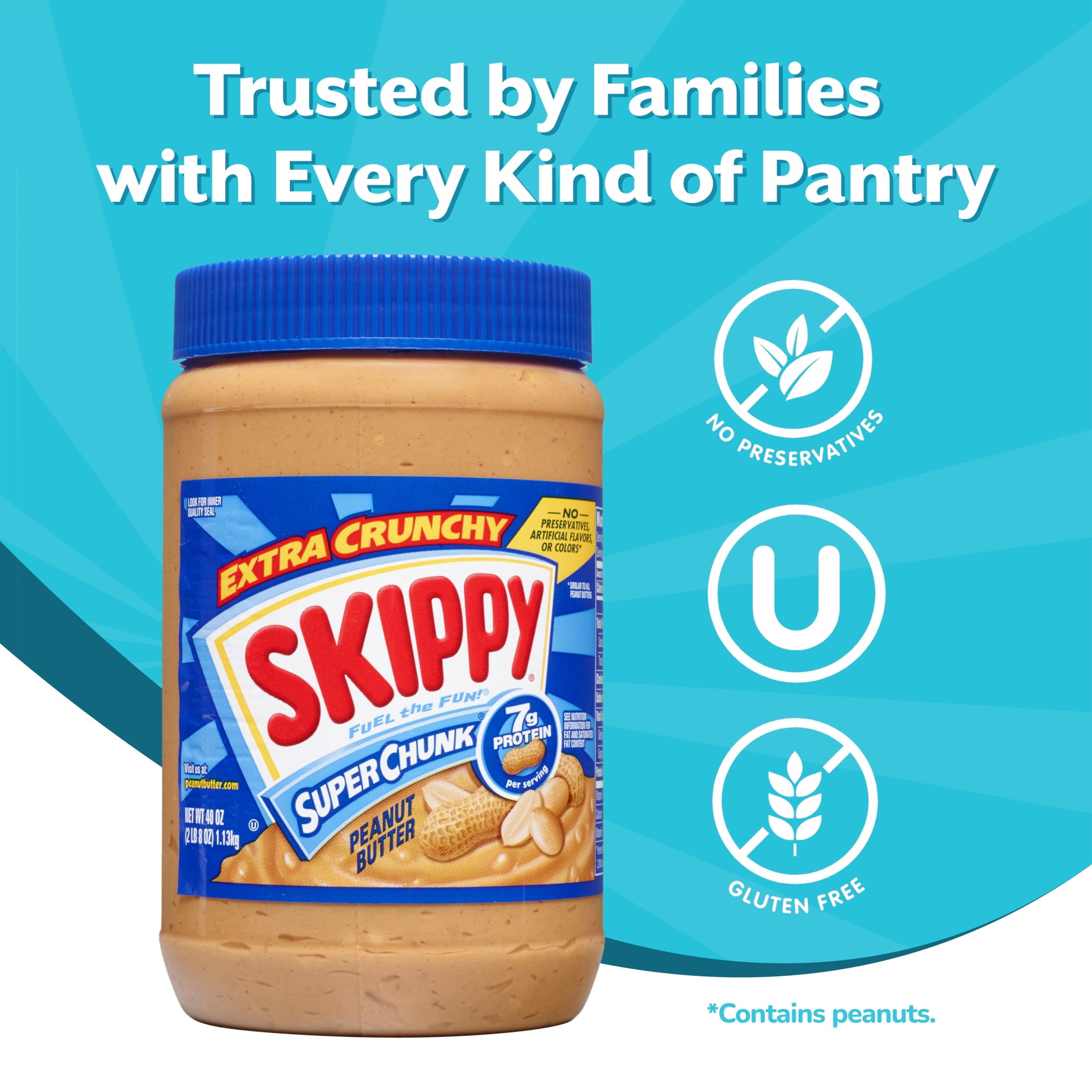 Skippy, Peanut Butter, 40 oz, Super Chunk with 7g Protein Per
