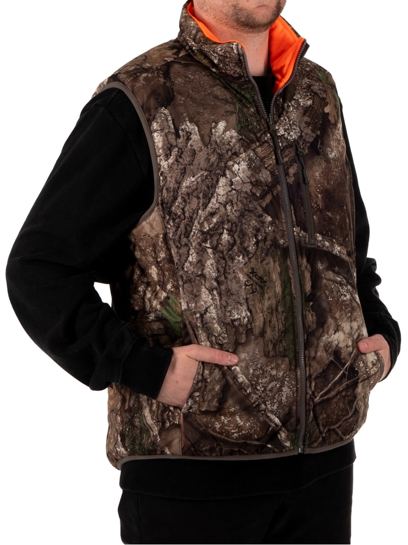 Realtree Men's Reversible Camo and Blaze Full-Zip Hunting Vest