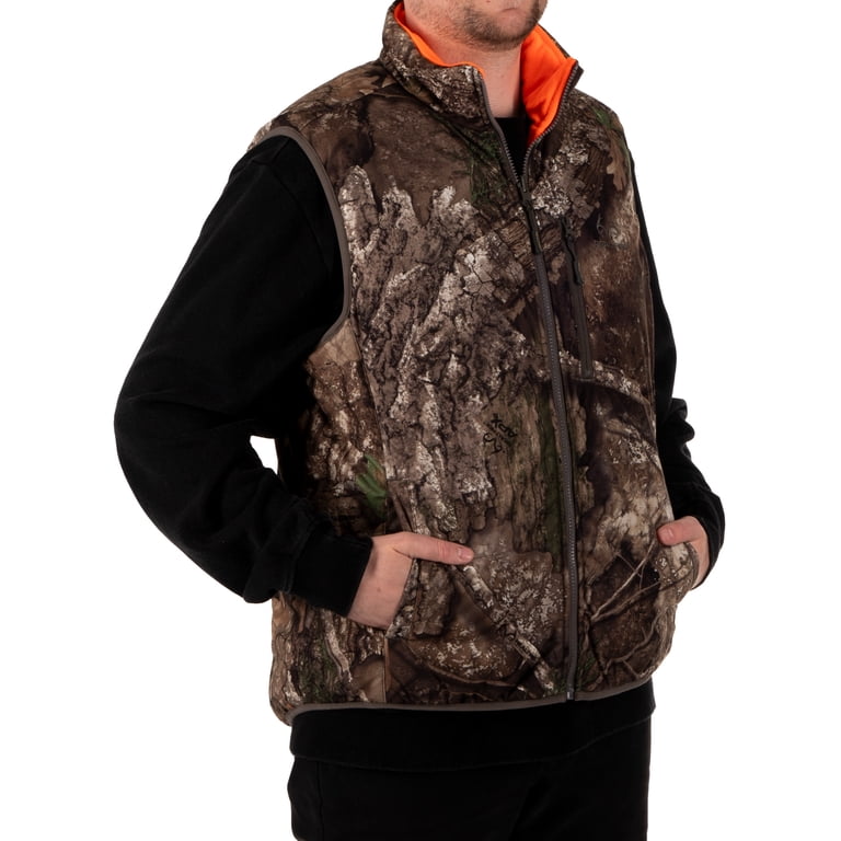 Realtree Men's Reversible Camo and Blaze Full-Zip Hunting Vest