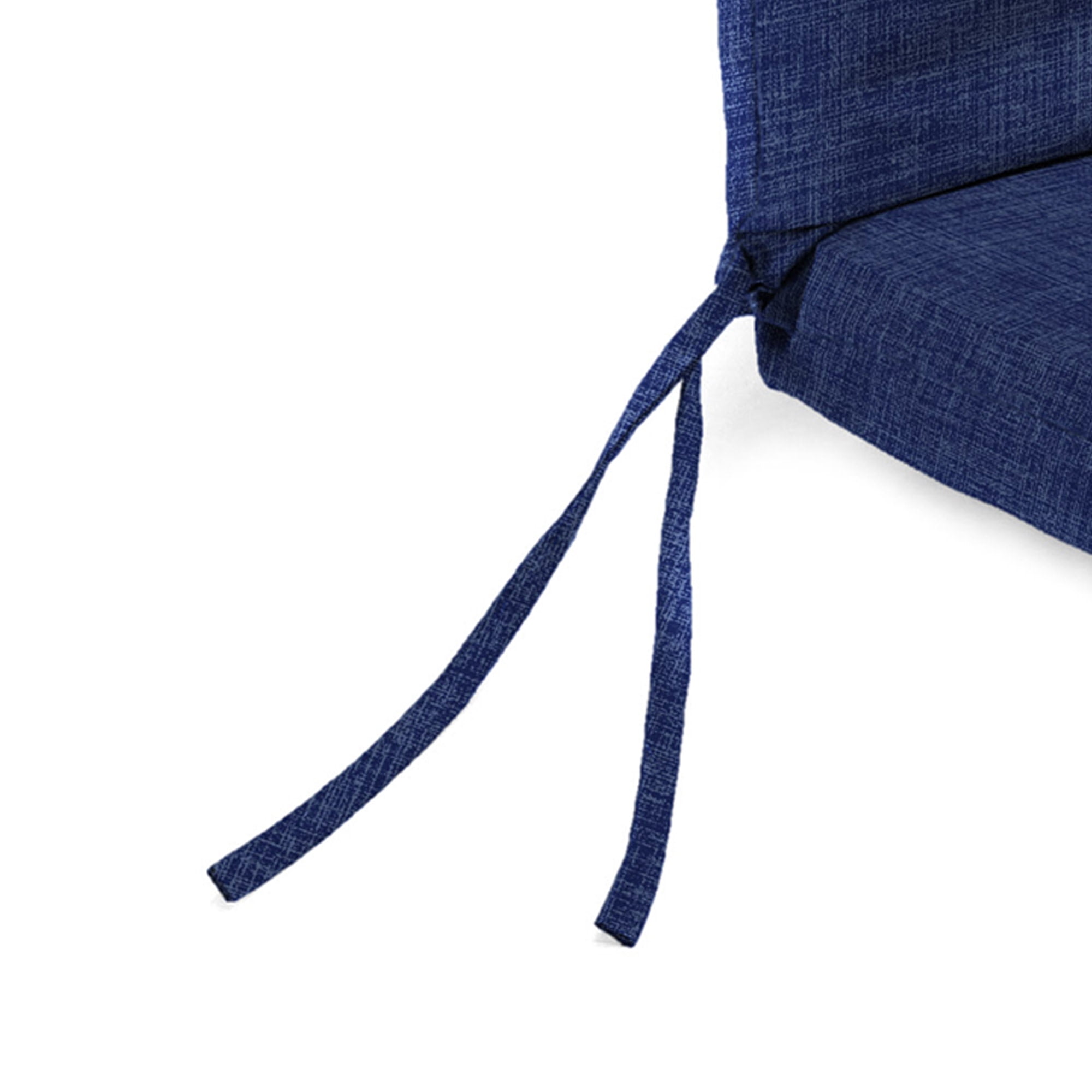 Jordan Manufacturing 44" x 21" Celosia Indigo Blue Crosshatch Rectangular Outdoor Chair Cushion with Ties and Hanger Loop
