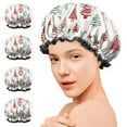 thumbnail image 7 of Shower Caps,Multicolor Christmas Tree Pattern Waterproof Shower Cap for Women 4 Pieces,Double Reusable Hair Cover for Shower PEVA Elastic Stretch Hem, 7 of 7