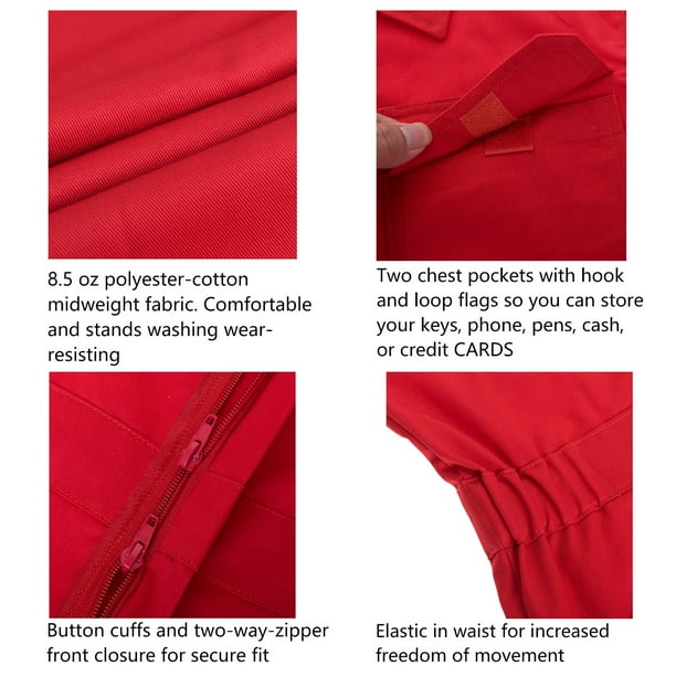 Combinaison De Travail Homme Rouge à Capuche - Red Kap Taille 44 - Poches Bleues
