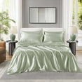 thumbnail image 3 of Cotton Bedding Set, Satin Luxury Sheet Set Cal King, Sage Comforter Set,Polyester Bed In A Bag, Household Supplies & Décor Bedding Bedding Sets Satin Luxury Sheet Set Cal King, 3 of 26