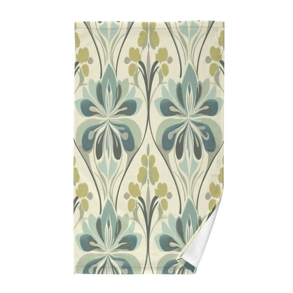 Yayeee 100% Cotton Hand Towels for Bathroom 16" x 28" Soft Absorbent Kitchen Towel, Beige Floral Pattern