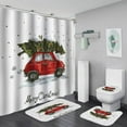 thumbnail image 1 of PATIO 4 Pieces Set 3D Digital Printing High-Density Merry Christmas Theme Pattern Shower Curtain Set Bathroom Floor Mat Base Mat Toilet Mat Home Holiday Decoration Bathroom Accessories Ch, 1 of 7