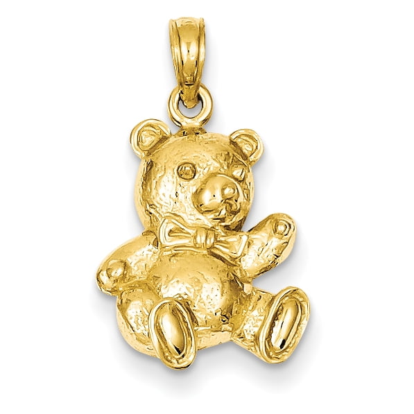 Pendentif Ours en Peluche en Or Jaune 14K